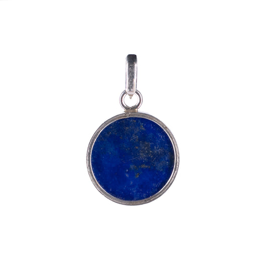 Circle Pendant, Handmade 925 Silver, Classic Circle pendant in Natural Lapis Lazuli
