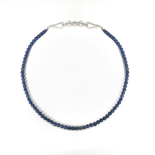 Lapis Lazuli 5mm classic Beaded Necklace design Handmade in 925 sterling silver