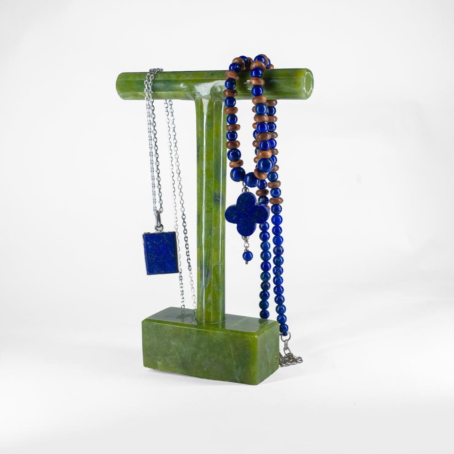 Rare finds Jewellery Stand-Perfect for Earrings and Accessories, Ideal Home Decor Gift, Handmade from Natural Lapis Lazuli and Green Serpentine