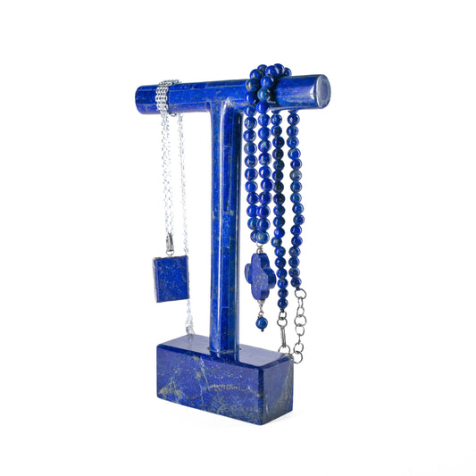 Rare finds Jewellery Stand-Perfect for Earrings and Accessories, Ideal Home Decor Gift,  Handmade from Natural Lapis Lazuli and Green Serpentine