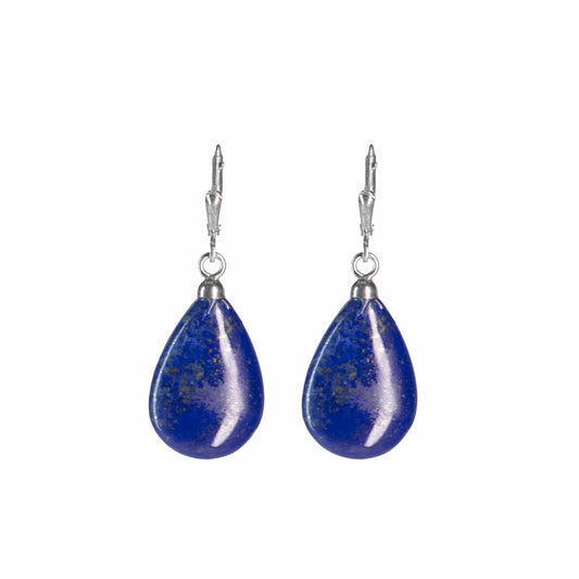 Large Lapis Lazuli Teardrop earrings design handmade in 925 Sterling Silver