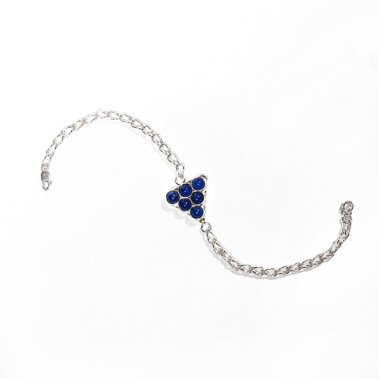 Natural Lapis Lazuli Handmade 925 Silver Bracelet in triangle