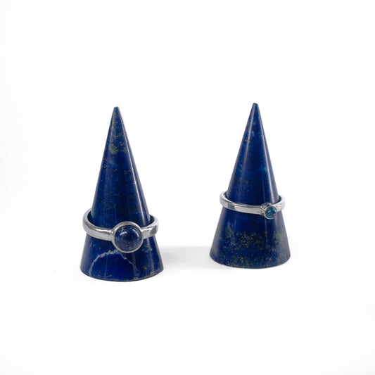 Ring Holder Handmade from Natural Solid Lapis Lazuli and Green Serpentine, a Luxury Rare finds Exclusive Gift Set of 2