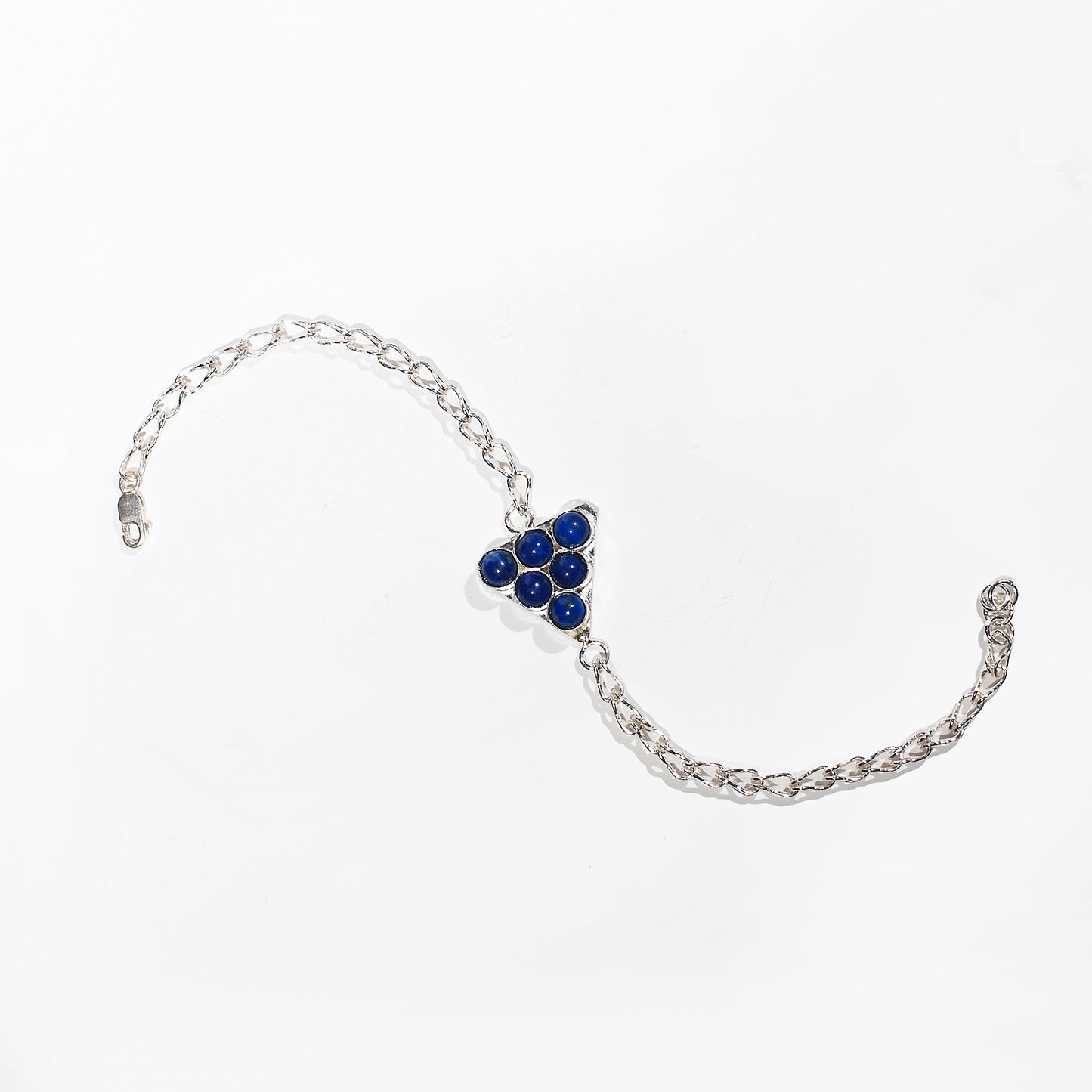 Natural Lapis Lazuli Handmade 925 Silver Bracelet in triangle
