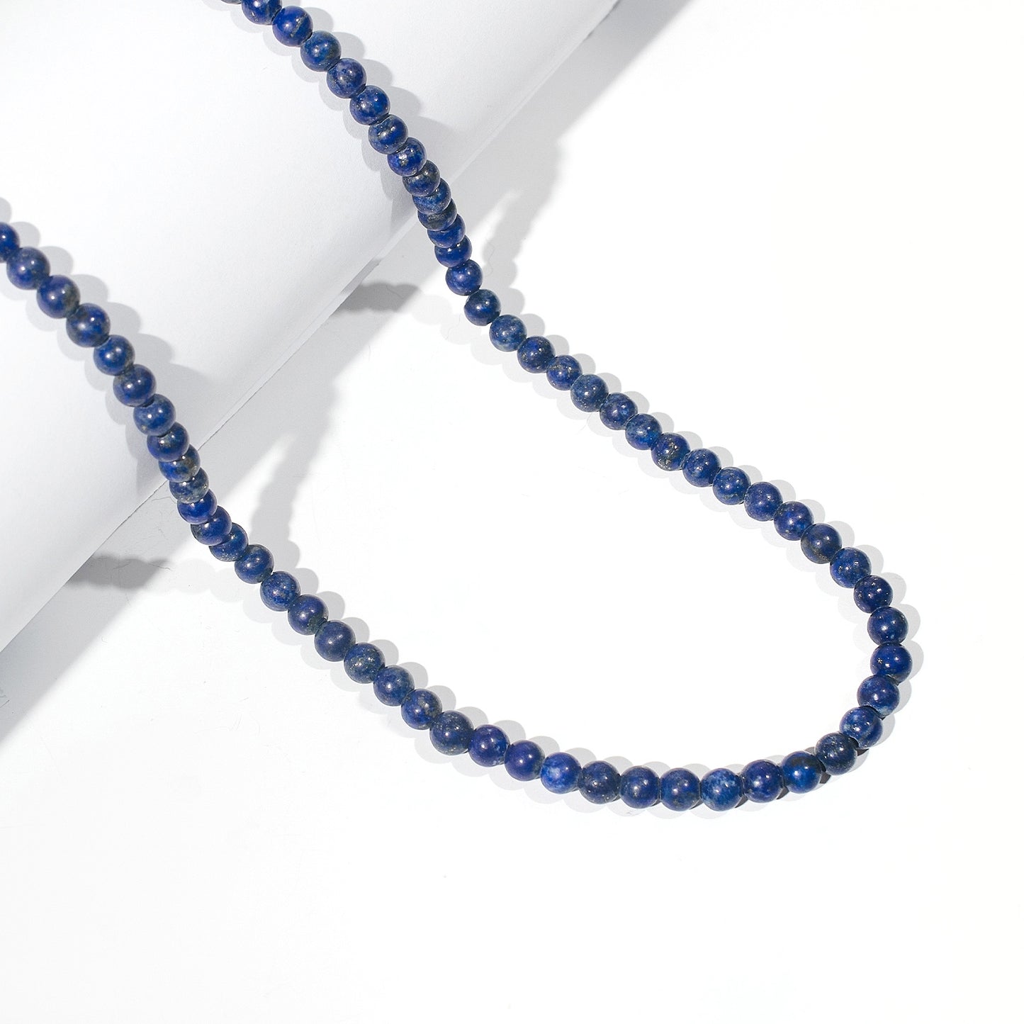 Lapis Lazuli 5mm classic Beaded Necklace design Handmade in 925 sterling silver