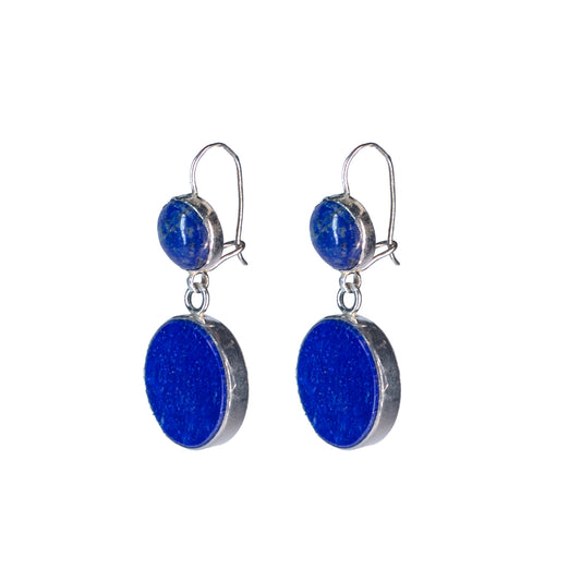 925 Sterling Silver, classic Earrings features a Natural Lapis Lazuli