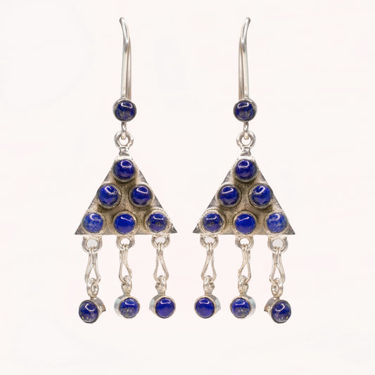 Lapis Lazuli Triangle Sliver Earrings