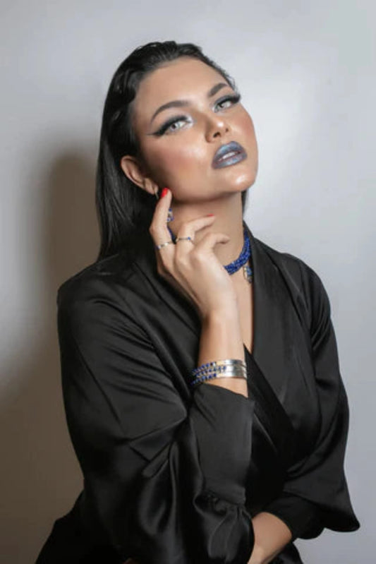 Lapis Lazuli Sliver Adjustable Bangle