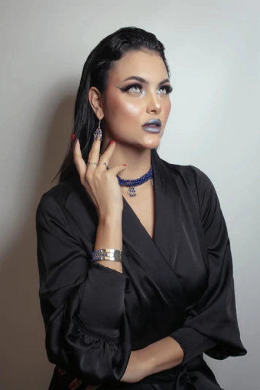 Lapis Lazuli Triangle Sliver Earrings