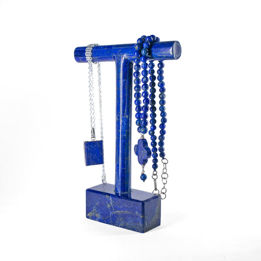 Rare finds Jewellery Stand-Perfect for Earrings and Accessories, Ideal Home Decor Gift,  Handmade from Natural Lapis Lazuli and Green Serpentine, a Luxury Rare finds Exclusive designed and made by KUCHI LUXURY BRAND