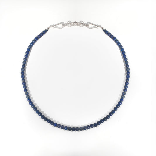 Lapis Lazuli 5mm classic Beaded Necklace design Handmade in sterling silver