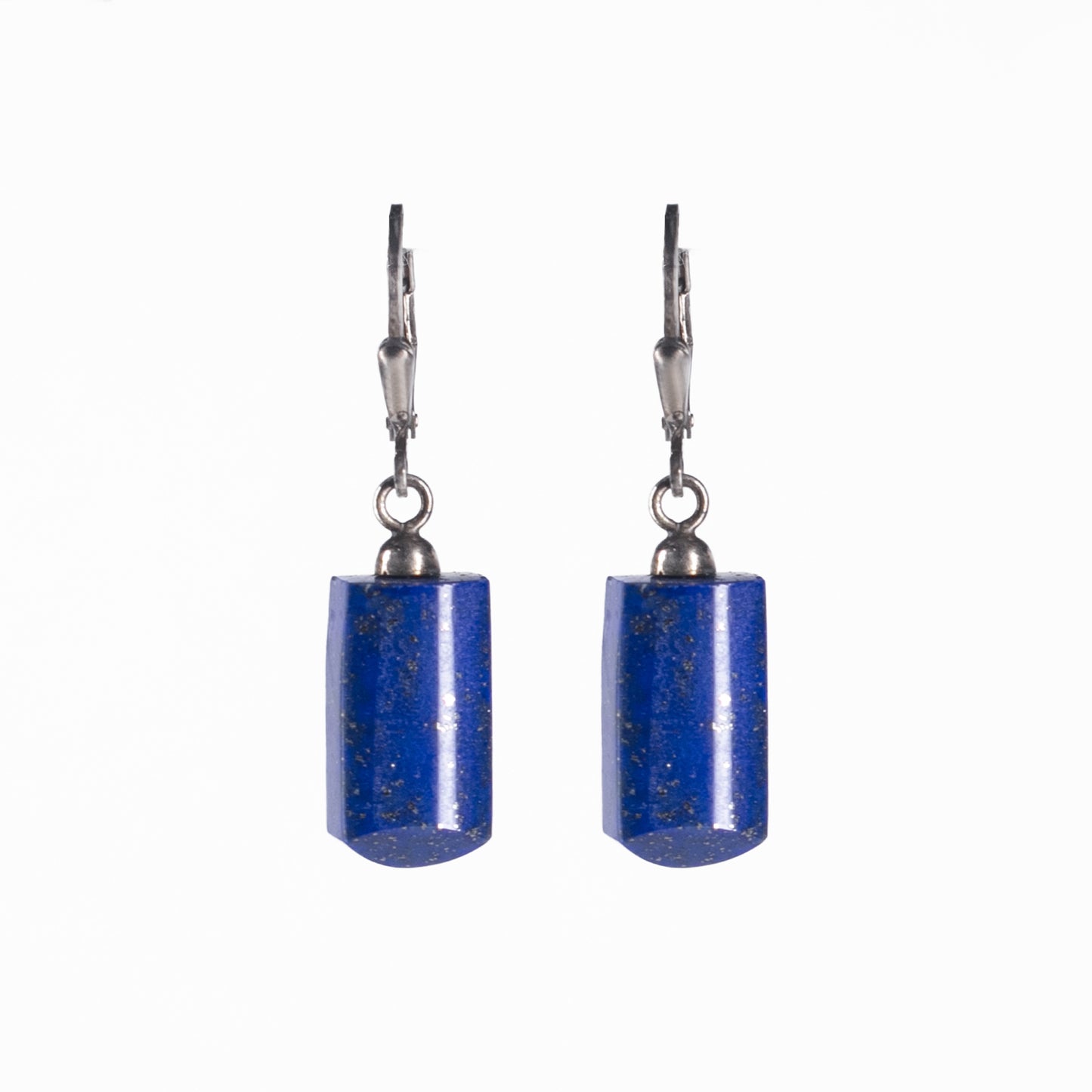 Baguette style Earring  featuring Solid Lapis Lazuli handmade in sterling sliver