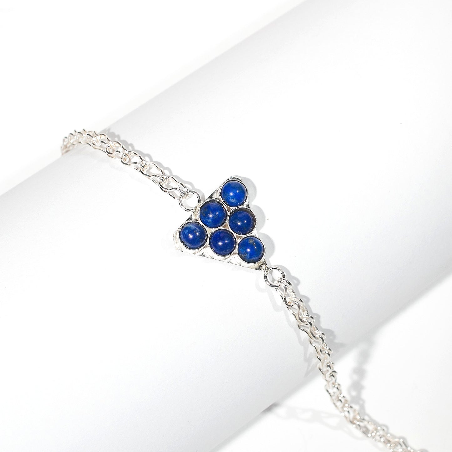 Natural Lapis Lazuli Hand made 295 Sliver Bracelet in triangle