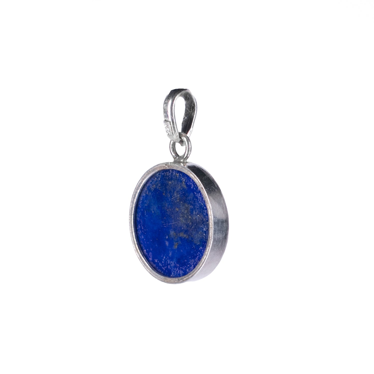 Circle Pendant, Handmade 295 Sliver, Classic Circle pendant in Natural Lapis Lazuli