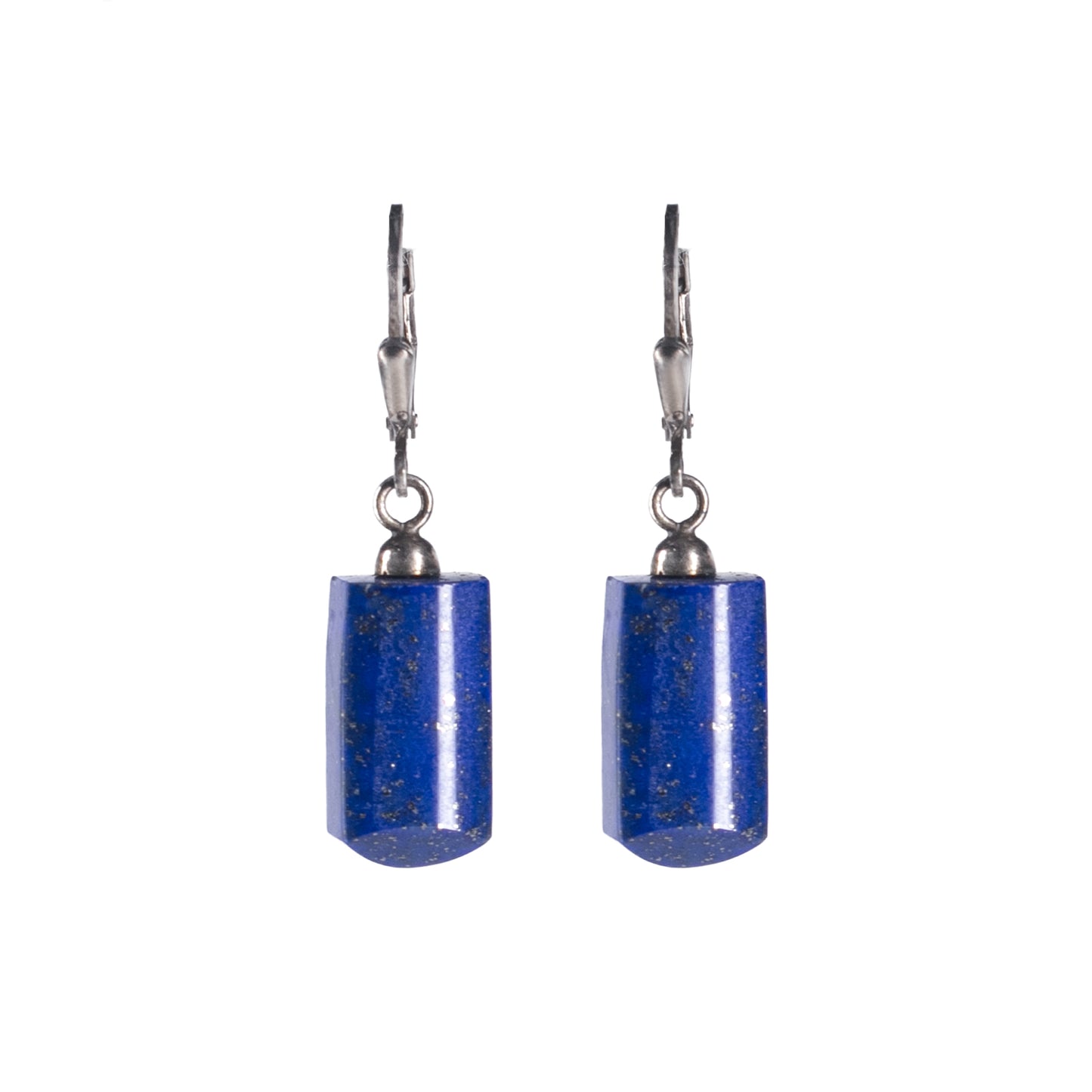 Baguette style Earring  featuring Solid Lapis Lazuli handmade in 925 sterling sliver