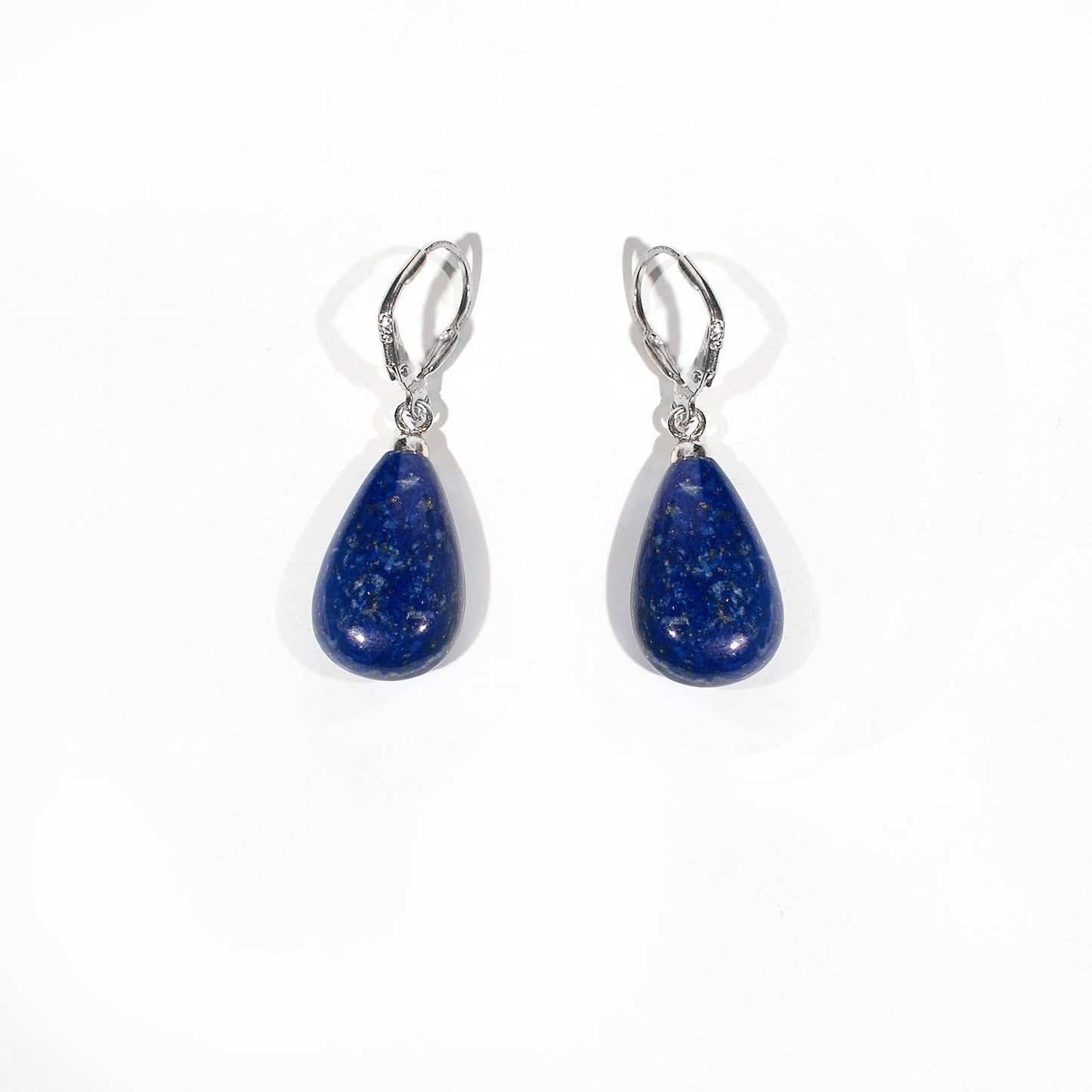 Large Lapis Lazuli Tear Drop earrings design handmade in sterling sliver