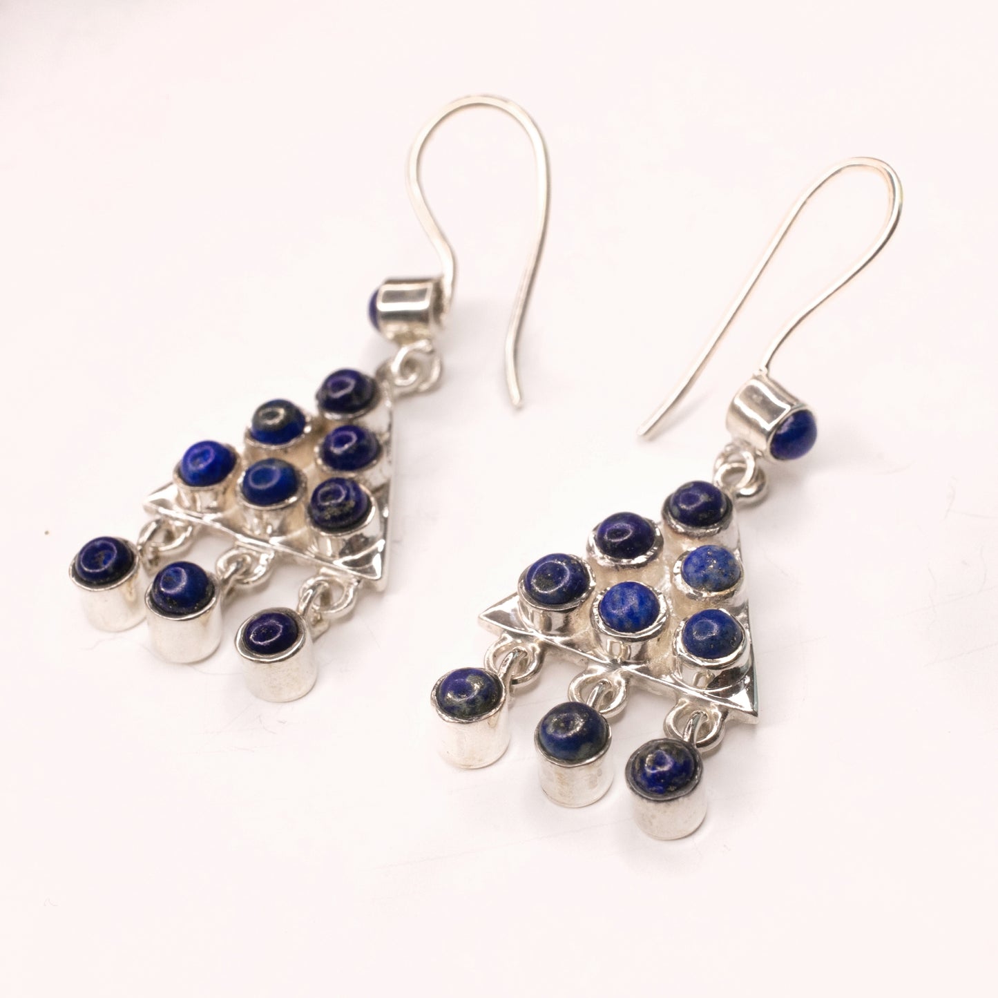 Lapis Lazuli Triangle Sliver Earrings